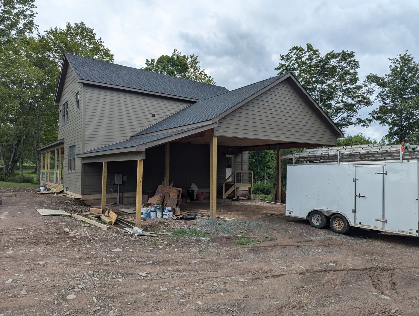 The carport roof on timber posts