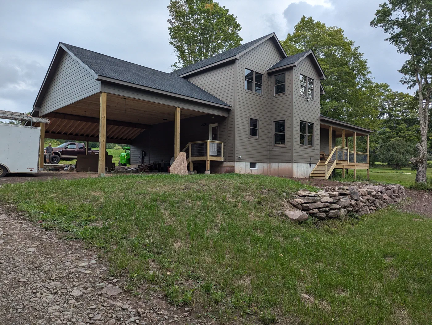 Attached carport and side porch